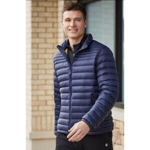Solaris Packable Down Puffer Jacket Blue Zip Front Size M